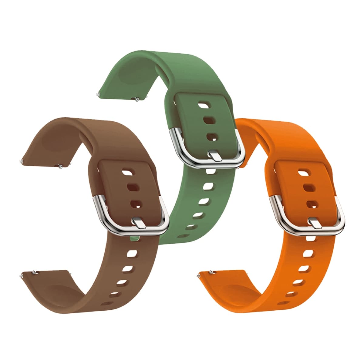 Friendly License - Pack de 3 pulseras Friendly License Silicona Naranja, Verde y Marrón para Smartwatch de 22mm.