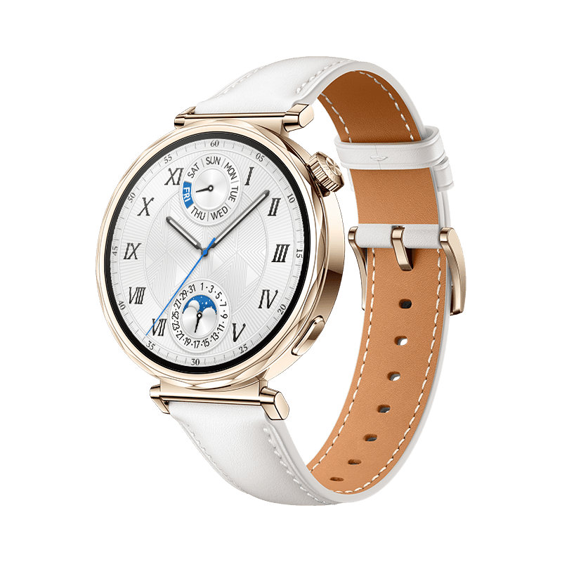 HUAWEI WATCH GT 5 41mm Stainless Steel Gold con Correa Blanca Piel