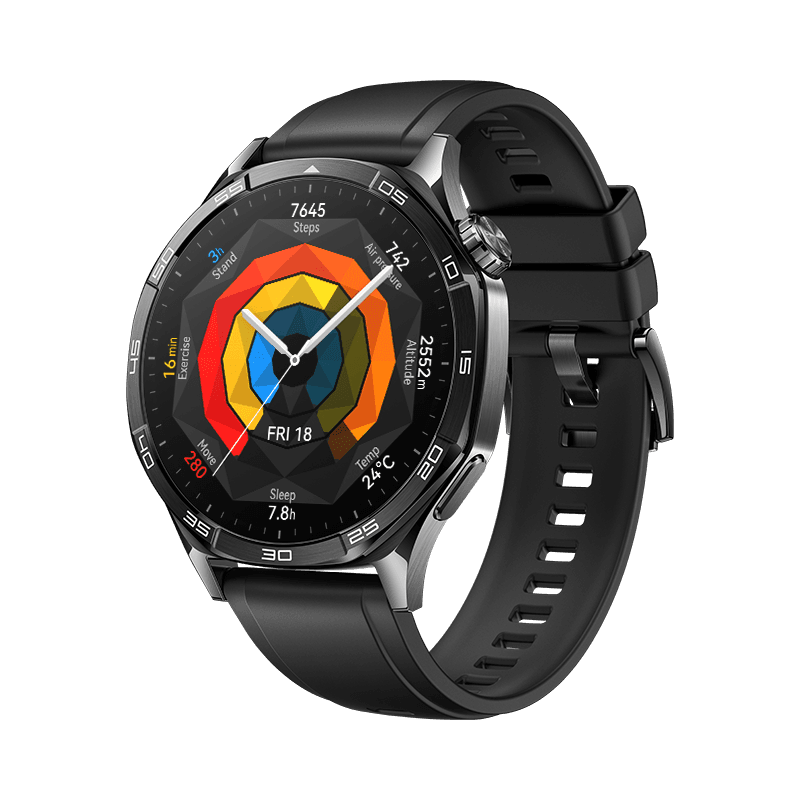HUAWEI WATCH GT 5 46mm Tarnish Stainless Steel con Correa Negra Fluoroelastómero